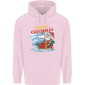 Santa Clause Fishing Funny Christmas Childrens Kids Hoodie Light Pink