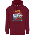 Santa Clause Fishing Funny Christmas Childrens Kids Hoodie Maroon