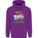 Santa Clause Fishing Funny Christmas Childrens Kids Hoodie Purple