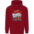 Santa Clause Fishing Funny Christmas Childrens Kids Hoodie Red