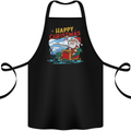 Santa Clause Fishing Funny Christmas Cotton Apron 100% Organic Black