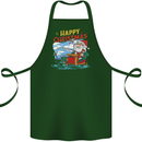Santa Clause Fishing Funny Christmas Cotton Apron 100% Organic Forest Green