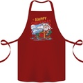 Santa Clause Fishing Funny Christmas Cotton Apron 100% Organic Maroon