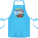 Santa Clause Fishing Funny Christmas Cotton Apron 100% Organic Turquoise