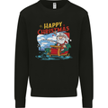 Santa Clause Fishing Funny Christmas Kids Sweatshirt Jumper Black