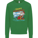 Santa Clause Fishing Funny Christmas Kids Sweatshirt Jumper Irish Green