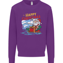 Santa Clause Fishing Funny Christmas Kids Sweatshirt Jumper Purple