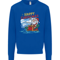 Santa Clause Fishing Funny Christmas Kids Sweatshirt Jumper Royal Blue
