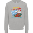 Santa Clause Fishing Funny Christmas Kids Sweatshirt Jumper Sports Grey