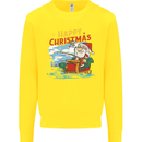 Santa Clause Fishing Funny Christmas Kids Sweatshirt Jumper Yellow