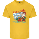 Santa Clause Fishing Funny Christmas Kids T-Shirt Childrens Yellow