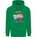 Santa Clause Fishing Funny Christmas Mens 80% Cotton Hoodie Irish Green