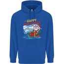 Santa Clause Fishing Funny Christmas Mens 80% Cotton Hoodie Royal Blue