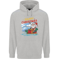 Santa Clause Fishing Funny Christmas Mens 80% Cotton Hoodie Sports Grey