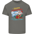 Santa Clause Fishing Funny Christmas Mens Cotton T-Shirt Tee Top Charcoal