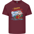 Santa Clause Fishing Funny Christmas Mens Cotton T-Shirt Tee Top Maroon