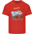 Santa Clause Fishing Funny Christmas Mens Cotton T-Shirt Tee Top Red