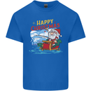 Santa Clause Fishing Funny Christmas Mens Cotton T-Shirt Tee Top Royal Blue