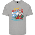 Santa Clause Fishing Funny Christmas Mens Cotton T-Shirt Tee Top Sports Grey