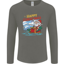 Santa Clause Fishing Funny Christmas Mens Long Sleeve T-Shirt Charcoal
