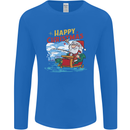 Santa Clause Fishing Funny Christmas Mens Long Sleeve T-Shirt Royal Blue