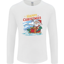 Santa Clause Fishing Funny Christmas Mens Long Sleeve T-Shirt White