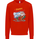 Santa Clause Fishing Funny Christmas Mens Sweatshirt Jumper Bright Red