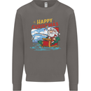 Santa Clause Fishing Funny Christmas Mens Sweatshirt Jumper Charcoal