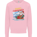 Santa Clause Fishing Funny Christmas Mens Sweatshirt Jumper Light Pink