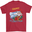 Santa Clause Fishing Funny Christmas Mens T-Shirt 100% Cotton Red