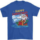 Santa Clause Fishing Funny Christmas Mens T-Shirt 100% Cotton Royal Blue