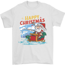 Santa Clause Fishing Funny Christmas Mens T-Shirt 100% Cotton White