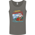 Santa Clause Fishing Funny Christmas Mens Vest Tank Top Charcoal