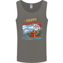 Santa Clause Fishing Funny Christmas Mens Vest Tank Top Charcoal