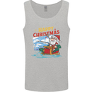Santa Clause Fishing Funny Christmas Mens Vest Tank Top Sports Grey