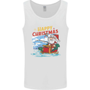 Santa Clause Fishing Funny Christmas Mens Vest Tank Top White