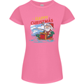 Santa Clause Fishing Funny Christmas Womens Petite Cut T-Shirt Azalea