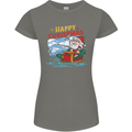 Santa Clause Fishing Funny Christmas Womens Petite Cut T-Shirt Charcoal