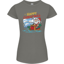Santa Clause Fishing Funny Christmas Womens Petite Cut T-Shirt Charcoal