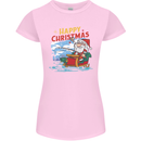Santa Clause Fishing Funny Christmas Womens Petite Cut T-Shirt Light Pink