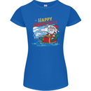 Santa Clause Fishing Funny Christmas Womens Petite Cut T-Shirt Royal Blue