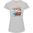 Santa Clause Fishing Funny Christmas Womens Petite Cut T-Shirt Sports Grey