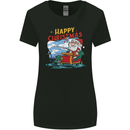 Santa Clause Fishing Funny Christmas Womens Wider Cut T-Shirt Black