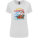 Santa Clause Fishing Funny Christmas Womens Wider Cut T-Shirt White