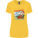 Santa Clause Fishing Funny Christmas Womens Wider Cut T-Shirt Yellow