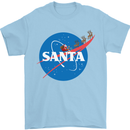 Santa Clause NASA Parody Funny Christmas Mens T-Shirt Cotton Gildan Light Blue