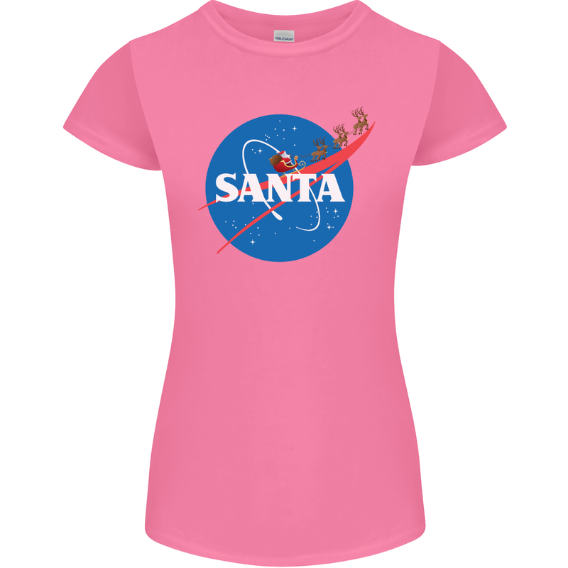 Santa Clause NASA Parody Funny Christmas Womens Petite Cut T-Shirt Azalea
