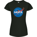 Santa Clause NASA Parody Funny Christmas Womens Petite Cut T-Shirt Black