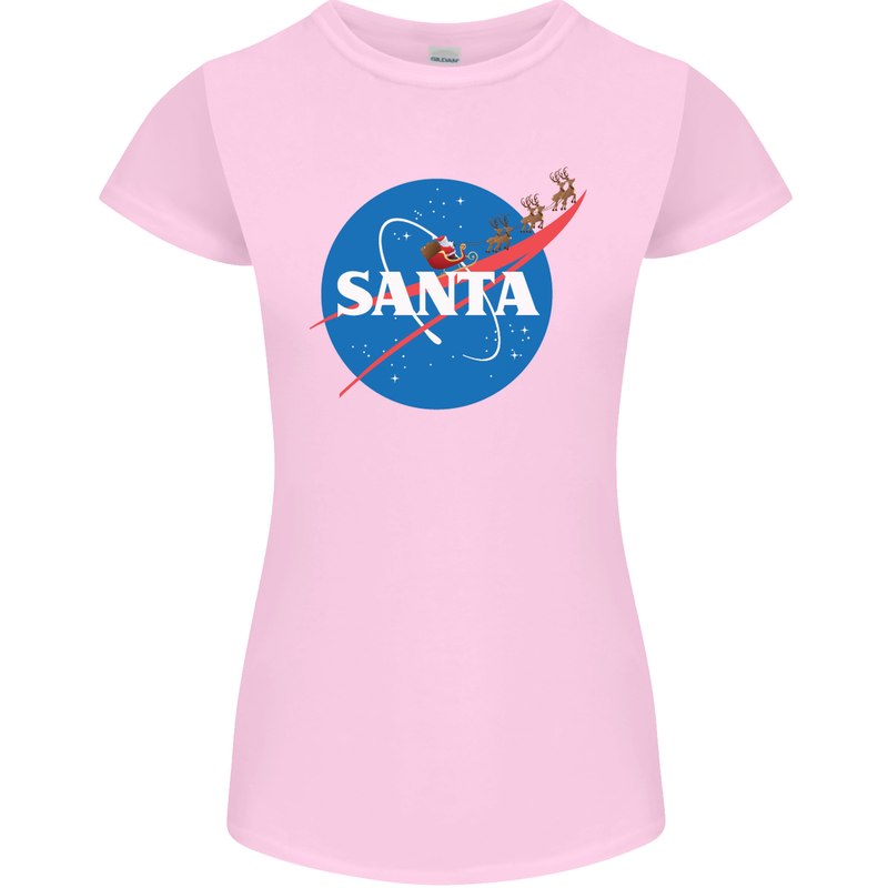 Santa Clause NASA Parody Funny Christmas Womens Petite Cut T-Shirt Light Pink