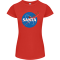 Santa Clause NASA Parody Funny Christmas Womens Petite Cut T-Shirt Red